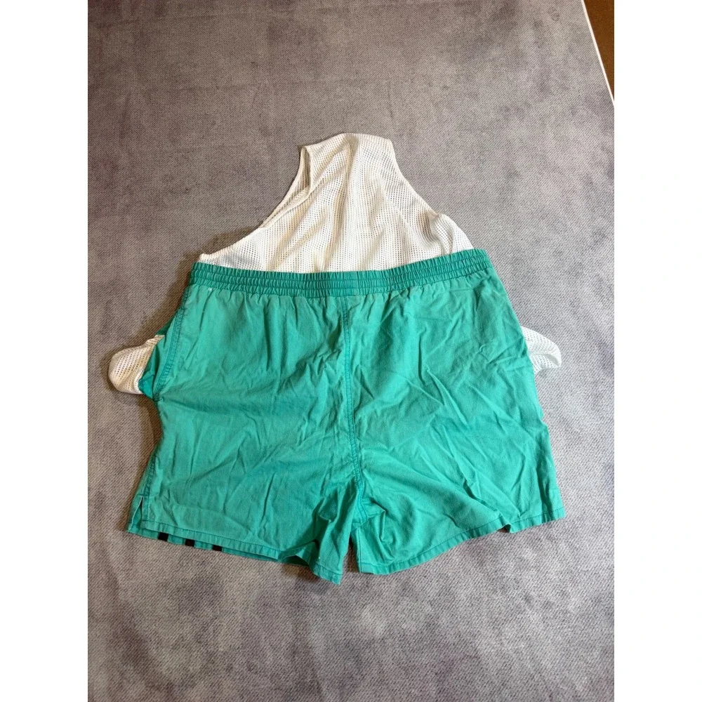 David Taylor Mens Teal Green Striped Swim Trunks Cotton Mesh Lined check photos
